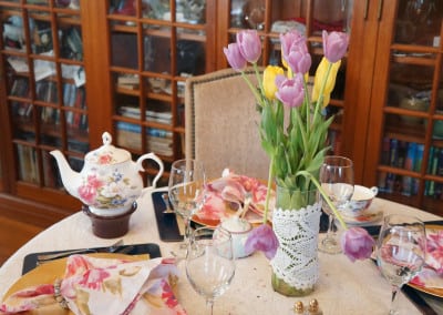 Here is a table that is set up in our tea room ready to seat happy guests. Unlike other hotels in dover nh, our tea room is a special part of your stay.