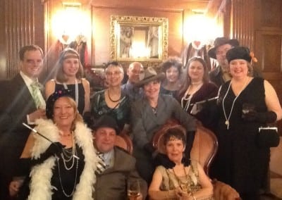 Here is a group all dressed up for 1920s gangster prohibition era themed event. We hold events at our dover nh hotel all year long.