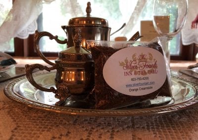 This is orange creamsicle tea being served in our tea parlor. At this Portsmouth NH area hotel, you will find tea and other delicious sweet treats like this.